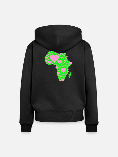 Afrika Herzmuster - Frauen Premium Bio Zip Hoodie - Schwarz