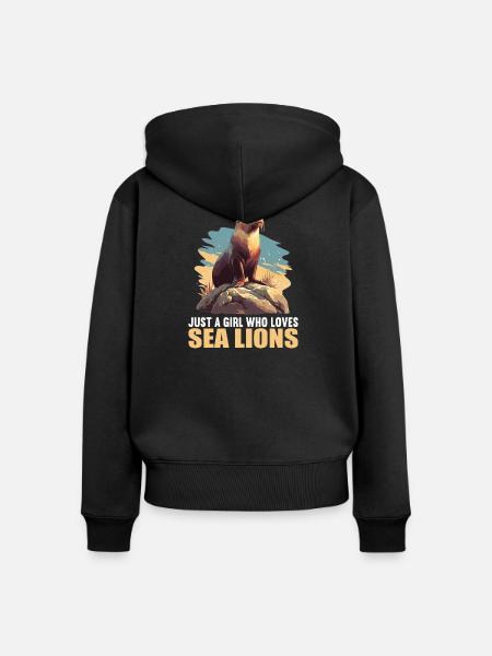 Seelöwen Seelöwe - Frauen Premium Bio Zip Hoodie - Schwarz