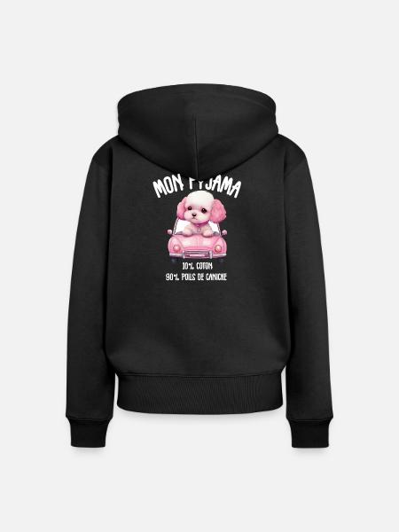 Hundepyjama-Pudel-Humor - Frauen Premium Bio Zip Hoodie - Schwarz