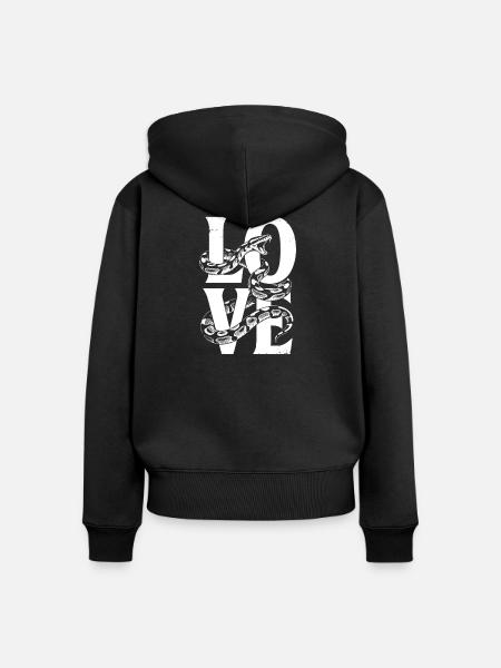 Königspython Schlangen LOVE Terrarium Python - Frauen Premium Bio Zip Hoodie - Schwarz