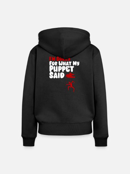 Puppenbekenntnis an Fäden - Frauen Premium Bio Zip Hoodie - Schwarz