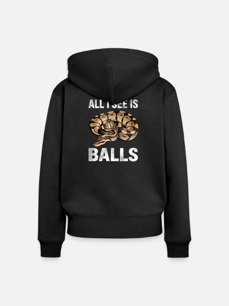 Königspython Schlangen Liebhaber Terrarium Python - Frauen Premium Bio Zip Hoodie - Schwarz