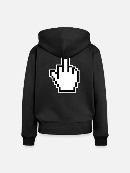 Mittelfinger Cursor Middlefinger - Frauen Premium Bio Zip Hoodie - Schwarz