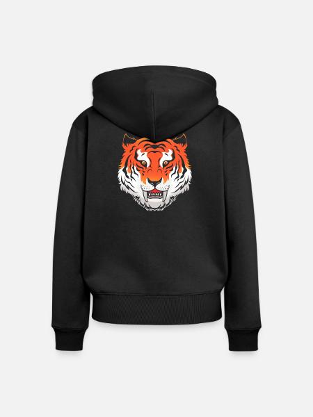 Urzeit Säbelzahntiger - Frauen Premium Bio Zip Hoodie - Schwarz