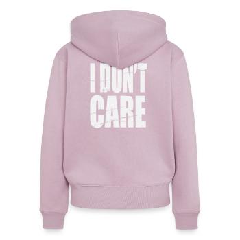 Je me fiche des lettrages grunge - Sweat à capuche zippé Premium bio Femme - rose poudré - Dos - Julia (174cm)