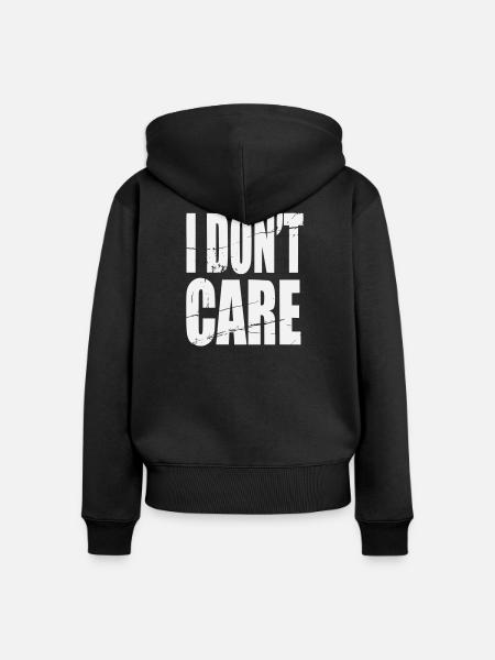 Don't Care Grunge Schriftzug - Frauen Premium Bio Zip Hoodie - Schwarz