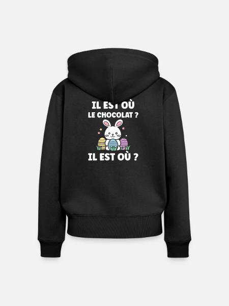 Wo ist die Schokolade? - Frauen Premium Bio Zip Hoodie - Schwarz
