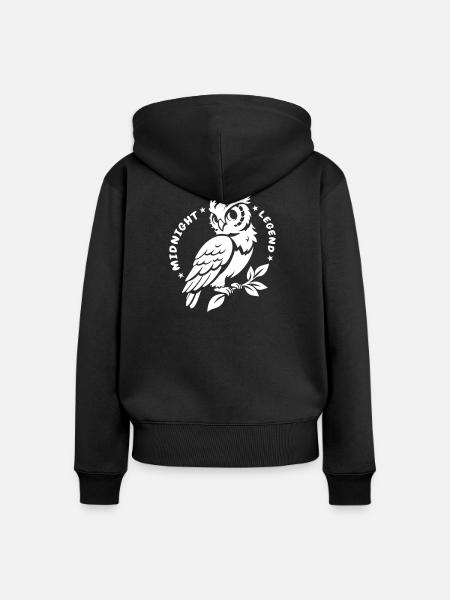 Midnight Legend Eule – Mystisch & Cute - Frauen Premium Bio Zip Hoodie - Schwarz