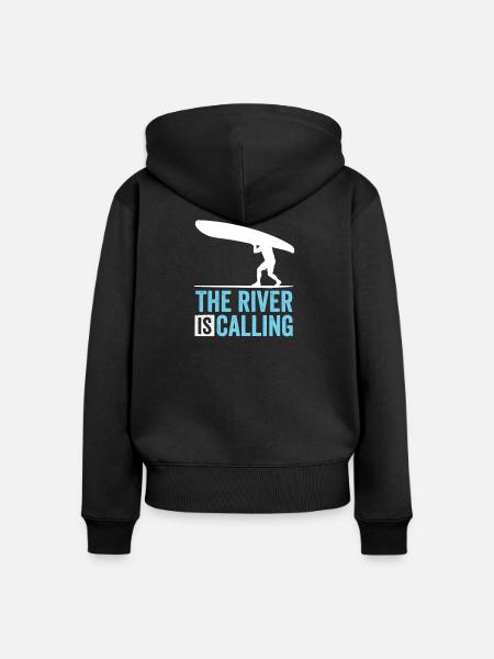 Der Fluss ruft: River Surfing - Frauen Premium Bio Zip Hoodie - Schwarz