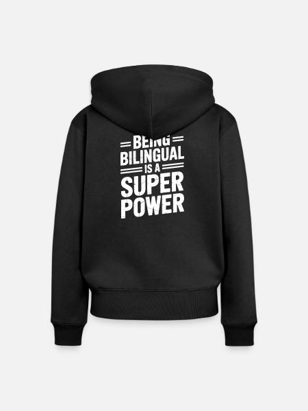 Fremdsprache Sprüche Lustige Fremdsprache Geschenk - Frauen Premium Bio Zip Hoodie - Schwarz