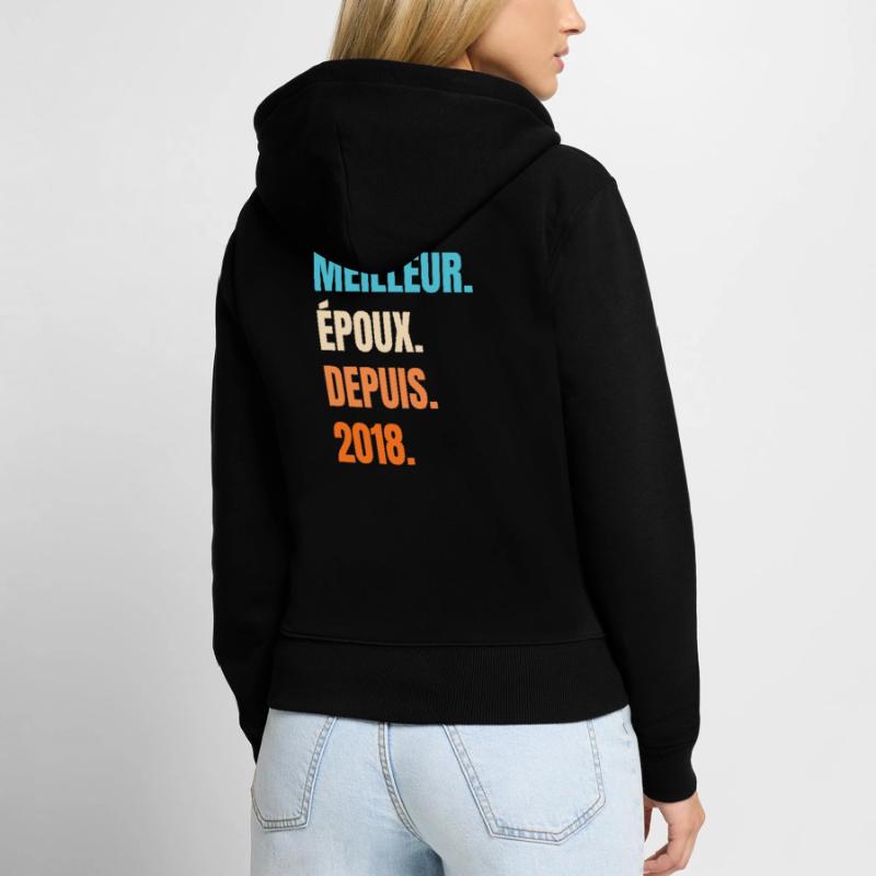 Bester Ehemann seit 2018 Geschenk-Ehemann Frauen Premium Bio Zip Hoodie