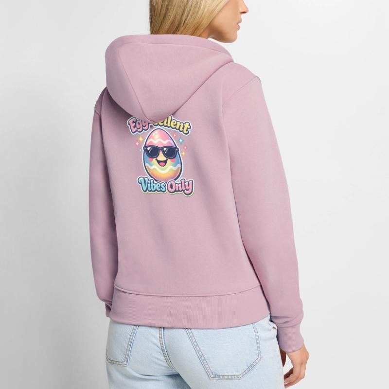 Egg Cellent Vibes Only Easter Easter Egg Women's Premium Organic Zip Hoodie