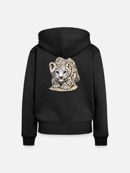 Sia Schneeleopard - Frauen Premium Bio Zip Hoodie - Schwarz