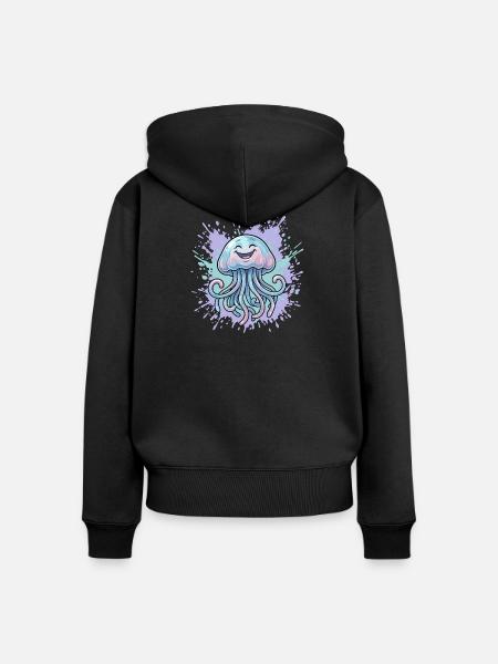 Pastell-Jellyfish Spritzer - Frauen Premium Bio Zip Hoodie - Schwarz