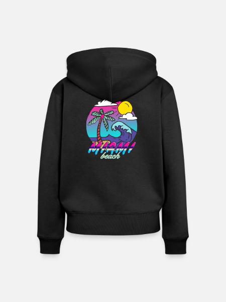 Miami Beach Palmenwelle - Frauen Premium Bio Zip Hoodie - Schwarz