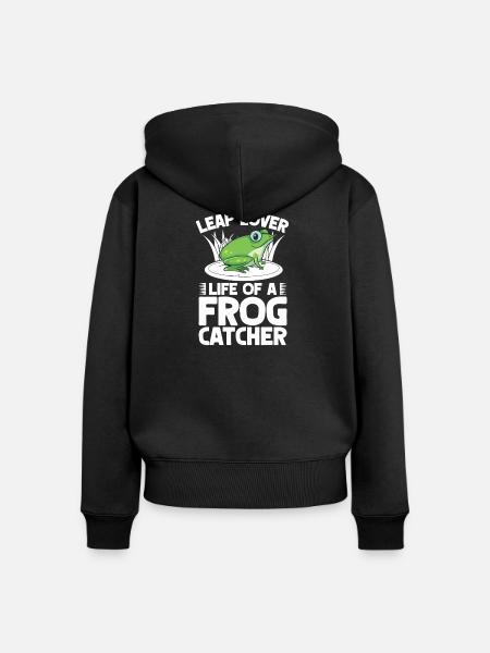 Frog Catcher Leap Lover Frog - Frauen Premium Bio Zip Hoodie - Schwarz