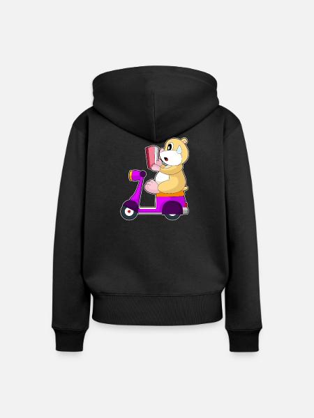 Hamster Motorroller - Frauen Premium Bio Zip Hoodie - Schwarz