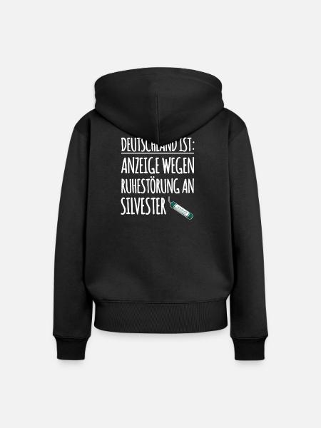 Lustiger Spruch Silvester - Frauen Premium Bio Zip Hoodie - Schwarz