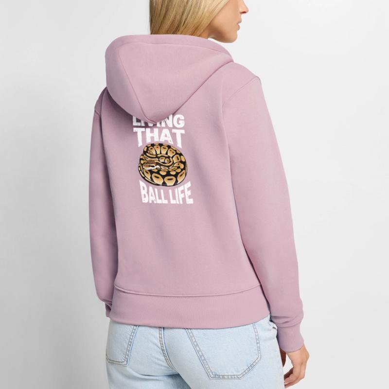 Königspython Schlangen Liebhaber Terrarium Python Frauen Premium Bio Zip Hoodie