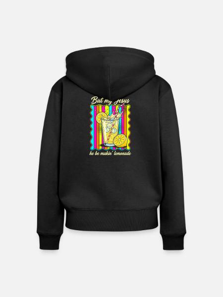 Jesus macht Limonade – Bunter Retro-Print - Frauen Premium Bio Zip Hoodie - Schwarz