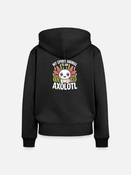 Axolotl Geisttier-Design - Frauen Premium Bio Zip Hoodie - Schwarz