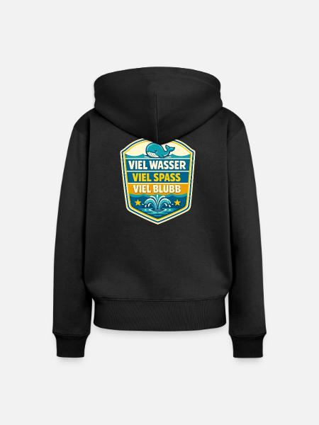 Viel Wasser Viel Spass Schild - Frauen Premium Bio Zip Hoodie - Schwarz