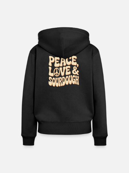 Friedensliebe Sauerteig-Tee - Frauen Premium Bio Zip Hoodie - Schwarz