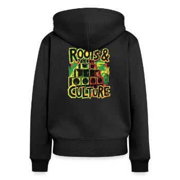 Roots Reggae Dub - Frauen Premium Bio Zip Hoodie - Schwarz - Hinten - Julia (174cm)