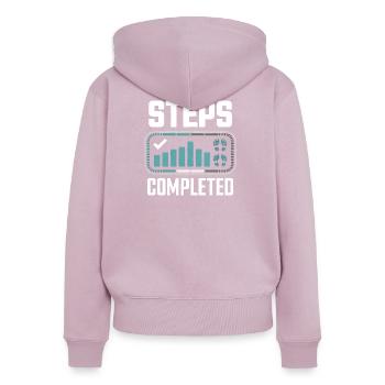 Steps Completed 10000 Schritte - Frauen Premium Bio Zip Hoodie - Altrosa - Hinten - Julia (174cm)