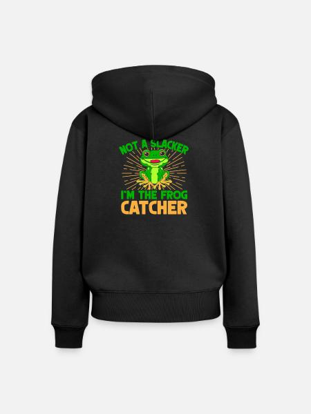 Frog Catcher Not A Slacker Frog - Frauen Premium Bio Zip Hoodie - Schwarz