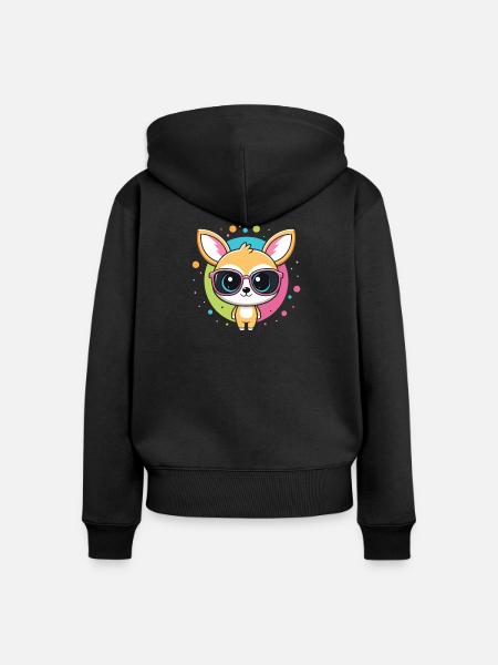 Chihuahua-Kawaii-Pop-Gläser - Frauen Premium Bio Zip Hoodie - Schwarz