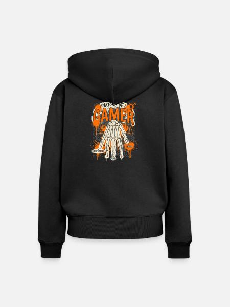 Anatomie eines Gamers - Frauen Premium Bio Zip Hoodie - Schwarz
