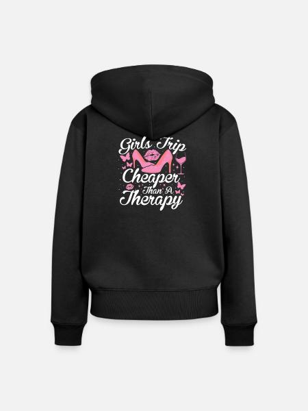 Mädchenreise günstiger als eine Therapie - Frauen Premium Bio Zip Hoodie - Schwarz
