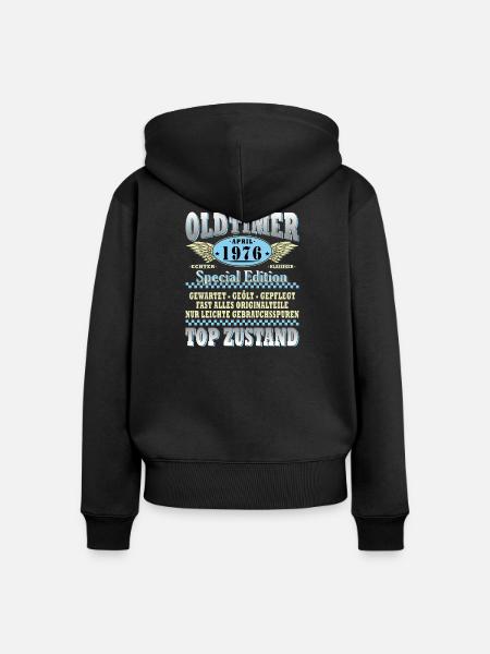 Oldtimer April 1976 Special Edition - Frauen Premium Bio Zip Hoodie - Schwarz