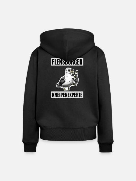Flensburger Kneipen Experte - Frauen Premium Bio Zip Hoodie - Schwarz