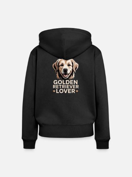 Golden Retriever Lover - Frauen Premium Bio Zip Hoodie - Schwarz
