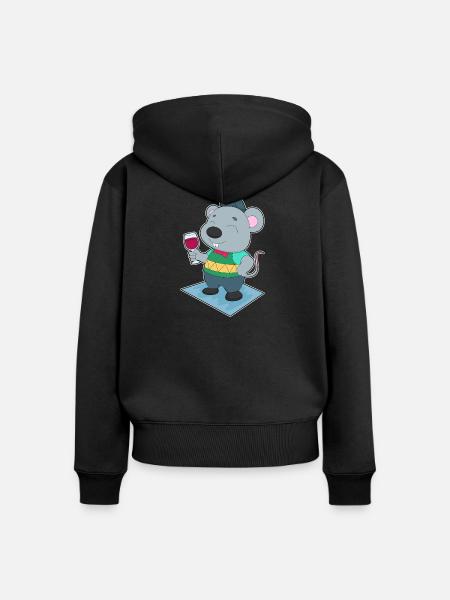 Maus Rotwein - Frauen Premium Bio Zip Hoodie - Schwarz