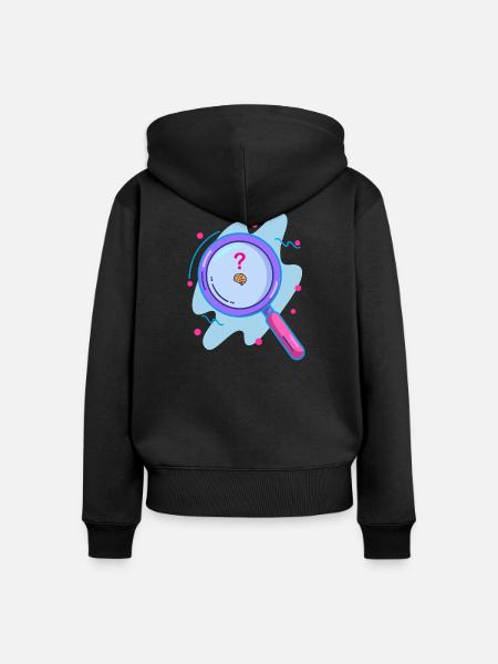 Gehirn mit der Lupe suchen - Frauen Premium Bio Zip Hoodie - Schwarz