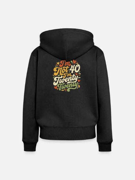 Ich bin nicht 40, Twenty Twenty - Frauen Premium Bio Zip Hoodie - Schwarz