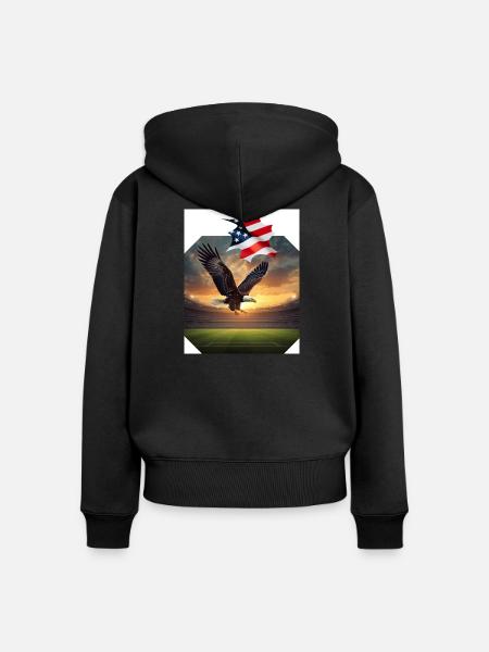 Patriotischer Adler im Stadion - Frauen Premium Bio Zip Hoodie - Schwarz