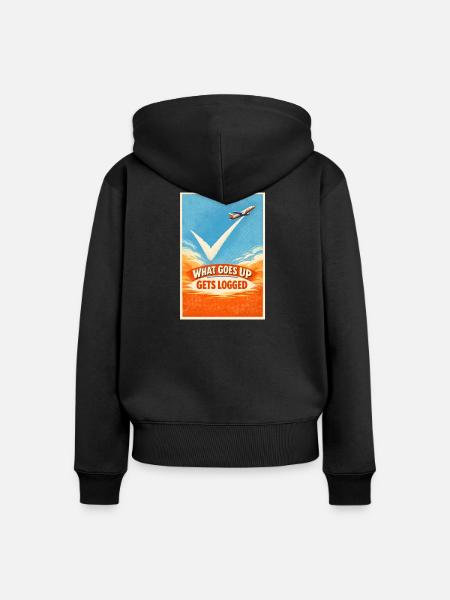 Was hochgeht wird geloggt | Plane Spotter - Frauen Premium Bio Zip Hoodie - Schwarz