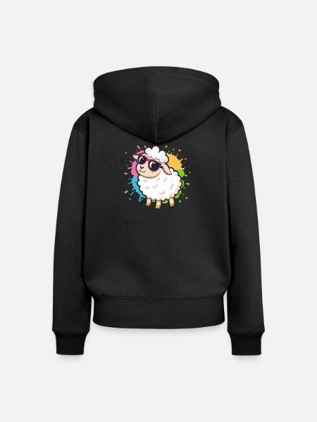 Bunte Schaf-Chic-Brillen - Frauen Premium Bio Zip Hoodie - Schwarz