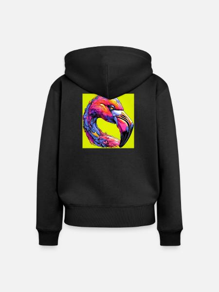 Flamingo - Frauen Premium Bio Zip Hoodie - Schwarz