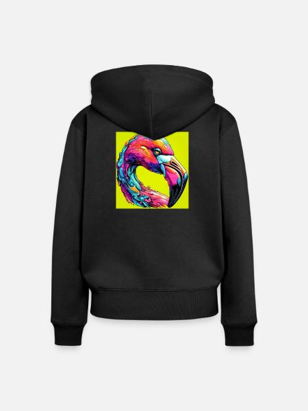 Flamingo - Frauen Premium Bio Zip Hoodie - Schwarz