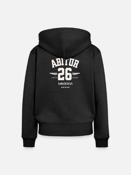 Abitur 26 Varsity Stil - Frauen Premium Bio Zip Hoodie - Schwarz