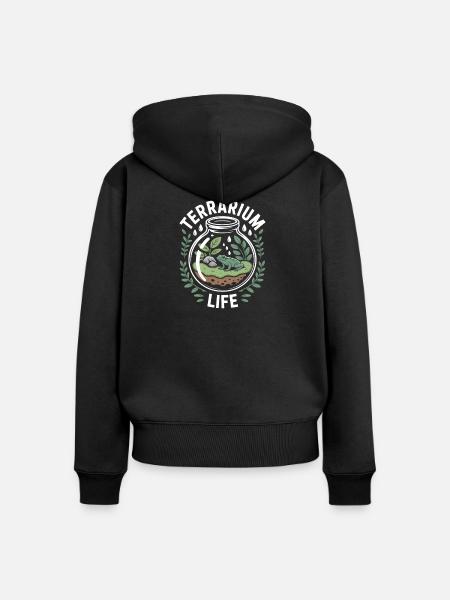Terrarium Life Frosch Terraristik - Frauen Premium Bio Zip Hoodie - Schwarz