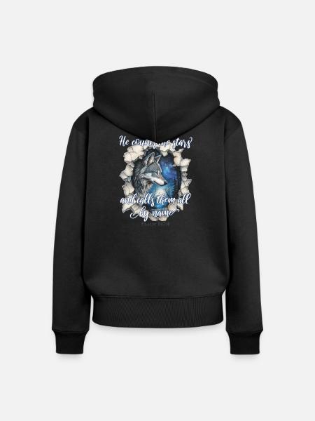 Wolf Christliches Zitat - Frauen Premium Bio Zip Hoodie - Schwarz