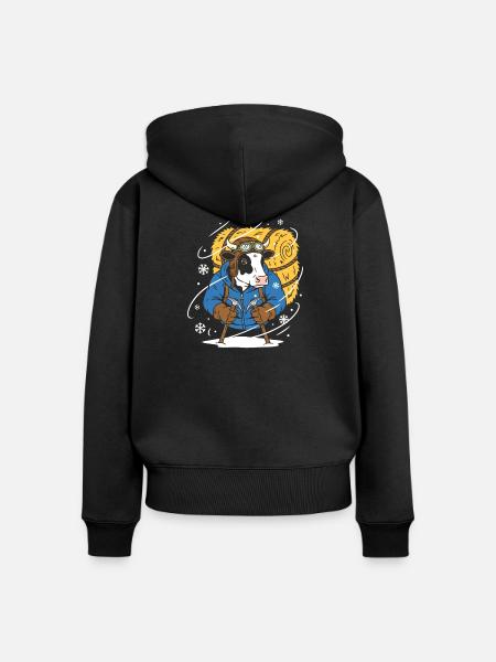 Winterlumberjack Kuh - Frauen Premium Bio Zip Hoodie - Schwarz