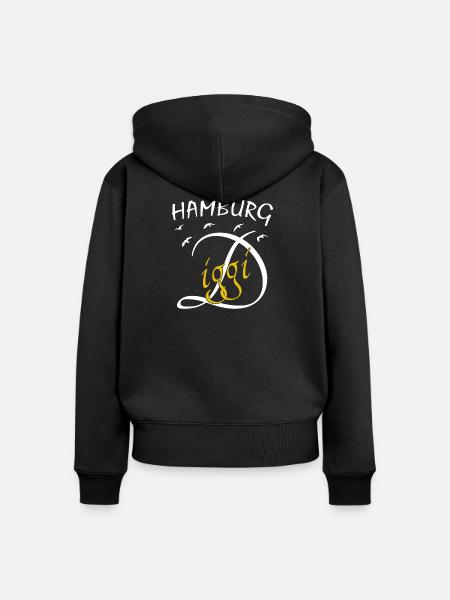 Hamburg Hafenkunst Anker Hamburg Diggi - Frauen Premium Bio Zip Hoodie - Schwarz