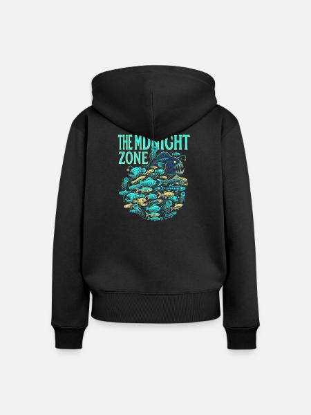 Midnight Pacific - Frauen Premium Bio Zip Hoodie - Schwarz